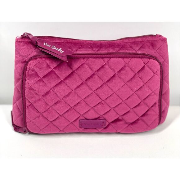 Vera Bradley Pink Velvety Cosmetic Case Organizer Majestic Magenta - Picture 1 of 7
